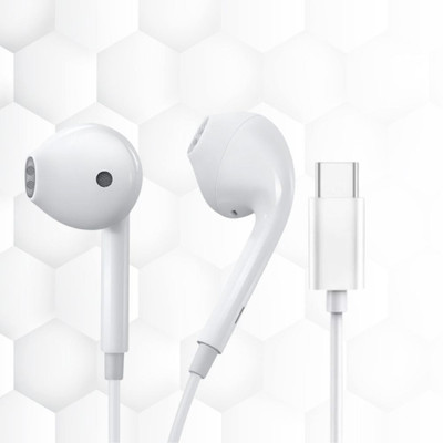 MJN Wired Type C Earphones with Immersive Sound and Comfortable Fit Wired(White, On the Ear)