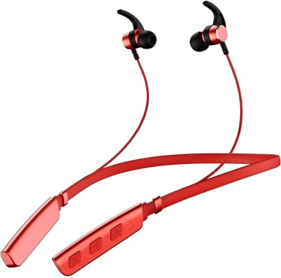 SURYAKUSH Ultra Bass Bluetooth in Ear Neckband Upto 40H Playback With Pro Calling Mic Bluetooth(Red, In the Ear)