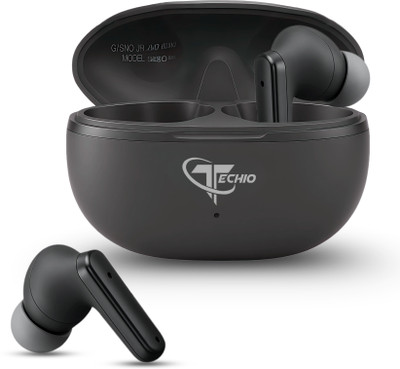 TECHIO EliteSound Earbuds, 40Hr Battery, 13mm Drivers, IPX5, Quad-Mic Bluetooth(Black, True Wireless)