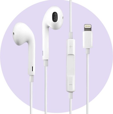 Bxeno Earphones with Lightning Connector For A.P.P.L.E iPhone 13/13 Mini/13Pro[53B] Wired(White, In the Ear)