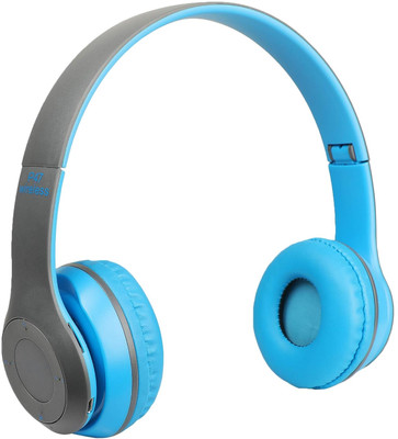 RECTITUDE Stereo Headset P47 Wireless Headphone Bluetooth Compatible Headphones Foldable Bluetooth & Wired(Blue, On the Ear)