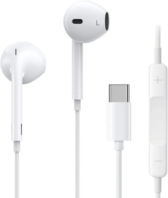 MARS Type C Handsfree with Mic for vivo T44W/T1 44W/ Y27 4GT2x 5G /Y200 5G Wired Headset(White, In the Ear)