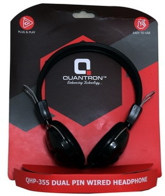 Quantron QHP -355 DUAL PIN WIRED HEADPHONE. Wired without Mic Headset(Black, On the Ear)
