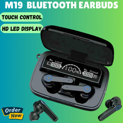 Clairbell M19 Wireless Earbuds TWS 5.1 LED Digital Display Touch Bluetooth Headphone E91 Bluetooth(Multicolor, True Wireless)
