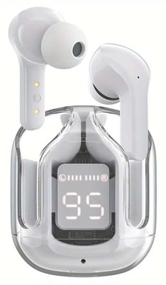 NICK JONES Wireless Earbuds Dual Stereo LED Digital Display Transparent Bluetooth(White, In the Ear)