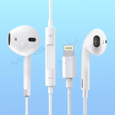 MARS Premium Lightning Connector Earphones for iPhone Series Wired(White, In the Ear)