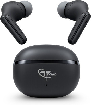 TECHIO AquaSound Sport IPX5 Earbuds, 40Hr Battery, 13mm Drivers, 13mm Bass Boost Bluetooth(Black, True Wireless)