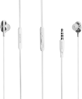 GORVOM Roar EP303WH In-Ear Wired Eps with Mic, Dual Dr, Noise Cn, Extra Bass, HD, IPX3 Wired Headset(White, In the Ear)
