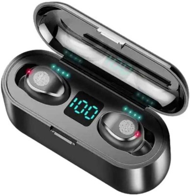 HRYFiNE Mini True Wireless Earbuds with Smart LED Display Charging Case Bluetooth Headset(Black, In the Ear)