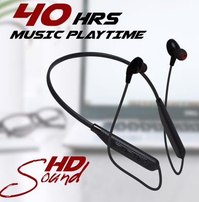 liluns 40 Hours Playtime Bluetooth Headphone Neckband Earphone Bluetooth(Black, In the Ear)