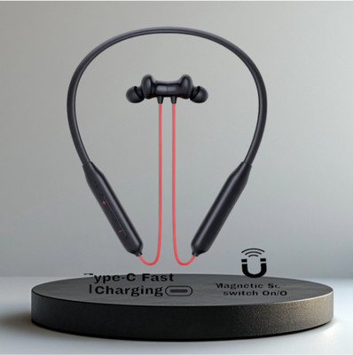 GDS Pro Neckband With Upto 58 Hours Playback & Fast Charging Earphone_5 Bluetooth & Wired(Red, In the Ear)