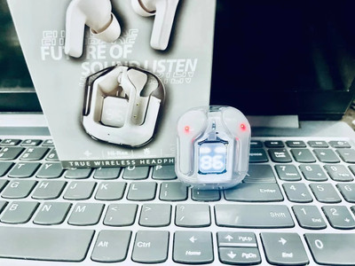Mid Light Premium design UltraPods Buds EP07 Transparent With Charging Case M85 Bluetooth(White, True Wireless)