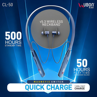 retold UBON CL-50 Magnetic Switch Wireless Neckband With Long Battery Backup Bluetooth(Blue, True Wireless)