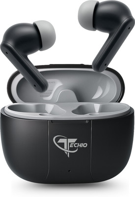TECHIO CravePods Earbuds with long Battery Life & Voice Isolation Mic Bluetooth(Black, True Wireless)