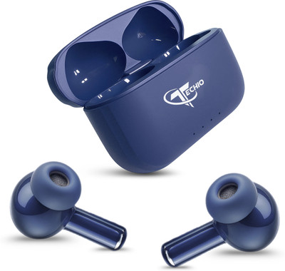 TECHIO Swift Buds Bluetooth Earbuds with 30H Playtime, Stereo Sound & Game Mode Bluetooth(Blue, True Wireless)