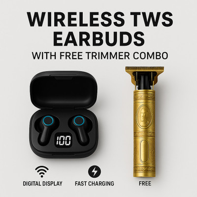 Trevos Wireless TWS Earbuds with Digital Display & Fast Charging Bluetooth(Black, True Wireless)