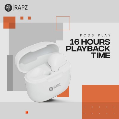 RAPZ Pods Play Bluetooth TWS Earbuds with 16 H Playtime, Low Latency Water Resistance Bluetooth & Wired(White, True Wireless)