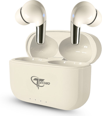 TECHIO ClearPods Wireless Earbuds with 5.3 Bluetooth, ENC Mic & Game Mode Bluetooth(White, True Wireless)