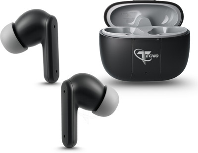 TECHIO ClairTune True Wireless Earbud with HD Mic & Long Playtime Bluetooth(Black, True Wireless)