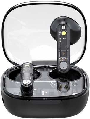 MOBIZAC Transparent Wireless Ultrapods ENC Headphones with 20hr Playtime BT 5.3 Gaming Bluetooth Headset(Black, True Wireless)