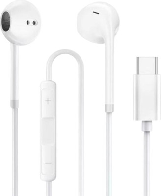 MJN Wired Type C Earphones with Crisp Audio and Noise Isolation Technology Wired(White, On the Ear)