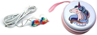 stylie modern Alternatives Unicorn Combo of Earphone and Metal Coin Pouch (Multicolour) Pack of 1 Wired(Multicolor, In the Ear)