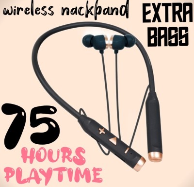 RARIBO 75 Hours Playtime Bluetooth Neckband with Type-C Fast Charge & Bass Boost Bluetooth Headset(Multicolor, In the Ear)
