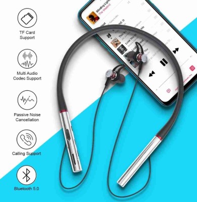 liluns 36 Hours Battery Life hi bass Neckband Wireless Bluetooth Headset(Silver, In the Ear)