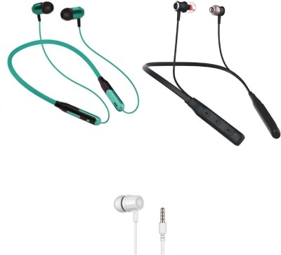 LEVELPLUS Jazz & Bluetooth Music N5 With Monster Neckband Combo 45 Hours Playtime Bluetooth(Green, Black, White, In the Ear)