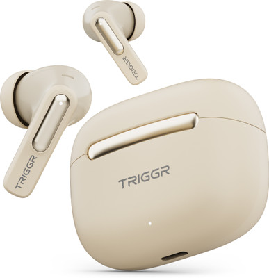 TRIGGR Arcus One 60H Battery, 4 Mic ENC, Dual Pairing, Rubber Grip, 13mm Drivers, v6.0 Bluetooth(Vanilla Beige, True Wireless)