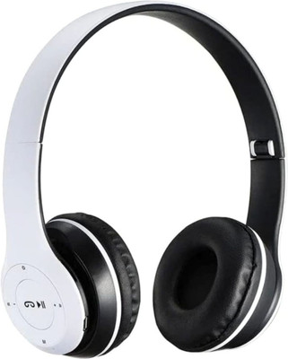 Pson's White Colour Light Weight foldable PO47 headphone Bluetooth & Wired without Mic(White, On the Ear)
