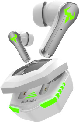 Aroma NB126 Aster V5.4 Upto 50Hr Playtime* 45Ms Latency Fast Charging RGB Gaming TWS Bluetooth(Electric White, True Wireless)