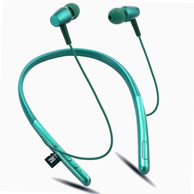 ZWOLLEX Wireless Bluetooth Headset Neckband Headphones Deep Bass Earphones With Mic Bluetooth Headset(Light Green, Enhanced Bass, TF Card Support, Immersive LED Lights, In the Ear)
