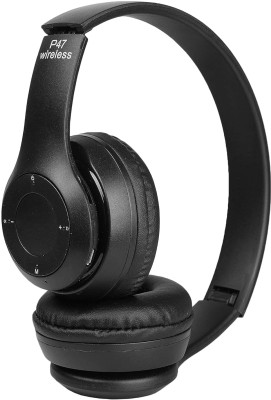 GLARIXA P47 Wireless Bluetooth Portable Sports Headphone with Mic, Stereo Fm, SD Support Bluetooth & Wired Headset(Black, On the Ear)