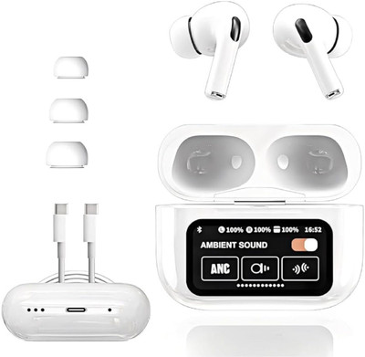 Abgrow 2nd Generation (Display) Bluetooth 5.3, Mic & Charging Case Hi-Fi Stereo Sound Bluetooth(White, True Wireless)