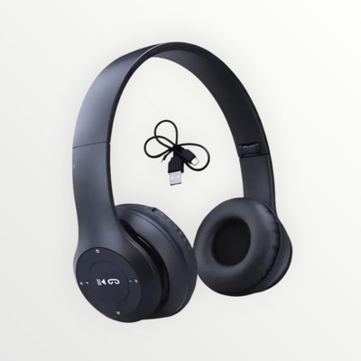 AIZINA High-Quality Bluetooth Headset with Microphone for Clear Sound._S5 Bluetooth & Wired(Black, On the Ear)
