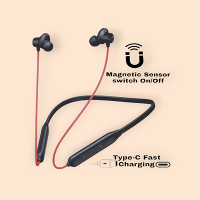 house of common 48 Hours Playtime Bluetooth Wireless Neckband Headphones Earphone_GG Bluetooth & Wired(Red, In the Ear)