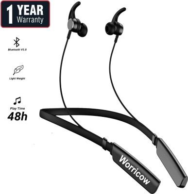 Worricow Wireless Neckband Bluetooth EarphoneIn Ear Headset Earbud Portable Handsfree Bluetooth Gaming Headset(Black, In the Ear)