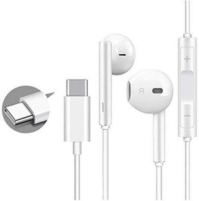 MARS Type C Hi-Fi Stereo Headset in-Ear Headphones with Mic Wired Gaming(White, In the Ear)
