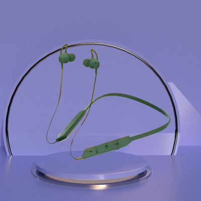 GUGGU BT Max Bluetooth Neckband Lightweight, Wireless Noise Cancellation with Mic O23 Bluetooth(Green, In the Ear)