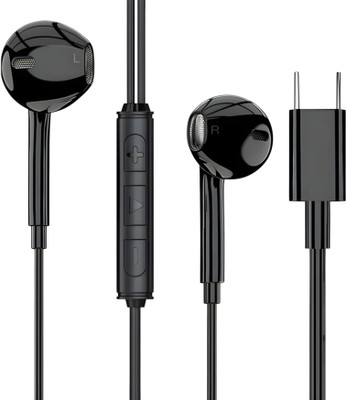 Bxeno BASS100 Type-C With In-Line Mic,Rich 14.2mm drivers,Call,Volume Control Wired[17 Wired(Black, In the Ear)