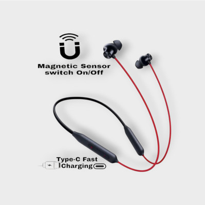 AIZINA Active Wireless Bass Neckband - Powerful Bass and all-day comfort_MH Bluetooth & Wired(Red, In the Ear)
