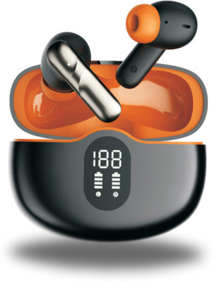 CIHROX Klarity Bud 200Plus with 60HRS Playback, Quad Mics ENx Technology & 13mm Drivers Bluetooth(Black, Orange, In the Ear)