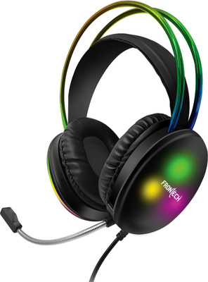 Frontech Gaming Headset with RGB Lights | 50mm Driver | Noise-Cancelling Mic | Wired Gaming(Black, White, On the Ear)
