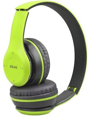 Worricow NEW PRICE P47 WIRELESS PORTABLE DAYNMIC DEEP BASS SOUND GAMING HEADPHONE Bluetooth Headset(Green, On the Ear)