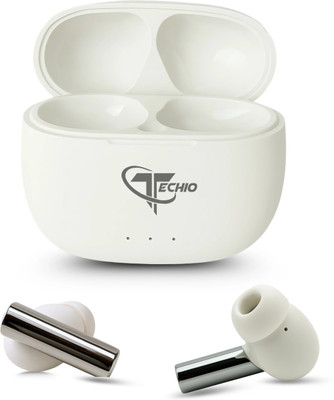 Techio Atom 90 Wireless Earbuds G14 with Smart Pairing, Mic for Calling & Rich Sound Bluetooth(White, True Wireless)