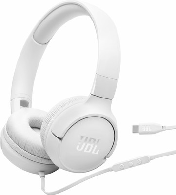 JBL Tune 520C, Hi-Res Audio with Pure Bass sound , Compatible with USB-C Devices Wired(White, On the Ear)