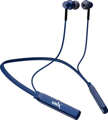 Unix Gear 32 Hours Playing Time Fast Charging Bluetooth Neckband Earphone Bluetooth(Blue, In the Ear)