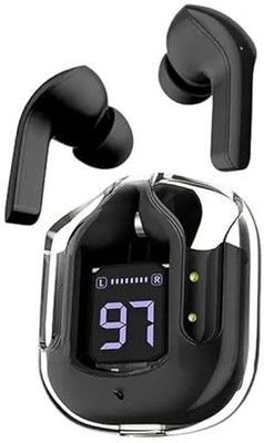 GadgetWave Wireless Earbuds Transparent with LED Digital Touch Control BT 5.3v ENC Gaming Bluetooth(Black, True Wireless)