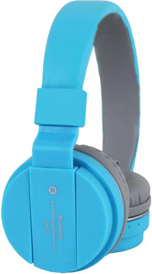 RECTITUDE Wireless Bluetooth Headphone Headset with FM and SD Card Slot for Music, Calling Bluetooth & Wired(Blue, On the Ear)